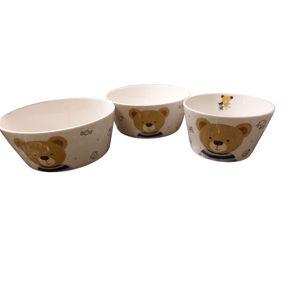Set of 3 Toddler Bear Bowls | Kids‎ Dinnerware Set | Cute Animal Bowls | Baby